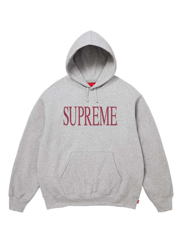Supreme Capital hoodie heather grey front view logo