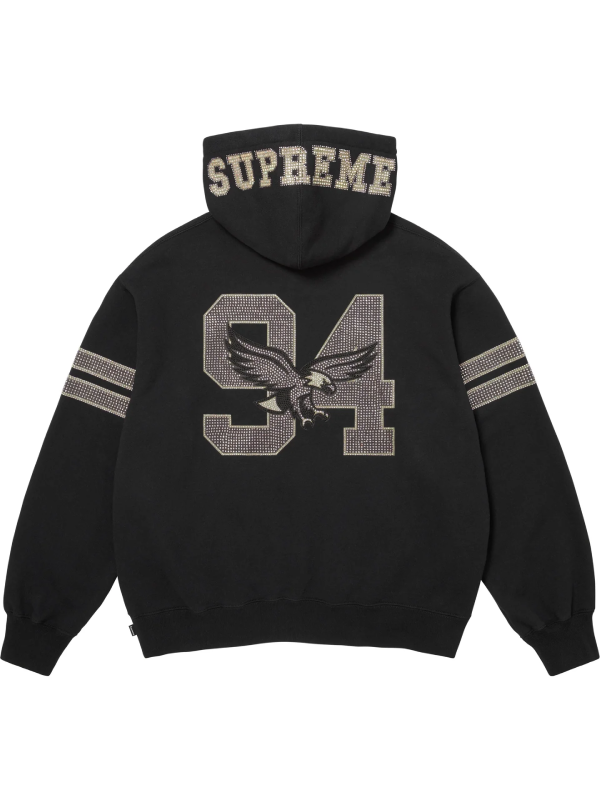 Supreme Eagles rhinestone hoodie burgundy back view