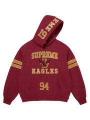 Supreme Eagles rhinestone hoodie navy hood up view
