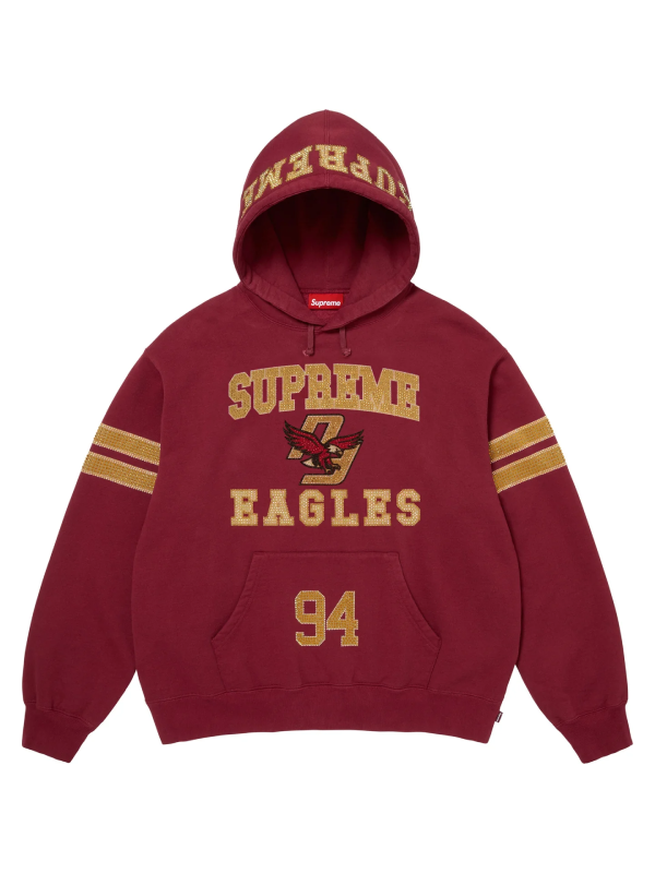 Supreme Eagles rhinestone hoodie navy front view