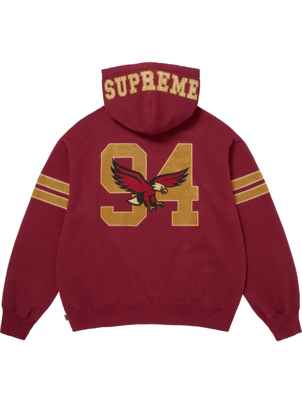 Supreme Eagles rhinestone hoodie navy back view