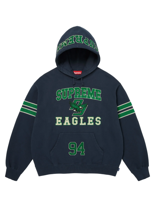 Supreme Eagles rhinestone hoodie black front view