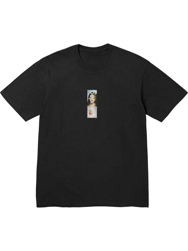 Supreme Prayer Card Box Logo Tee black T-shirt with centered prayer card graphic