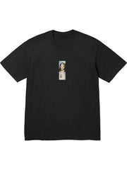 Supreme Prayer Card Box Logo Tee black T-shirt with centered prayer card graphic