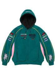 Supreme racing hoodie green pink front