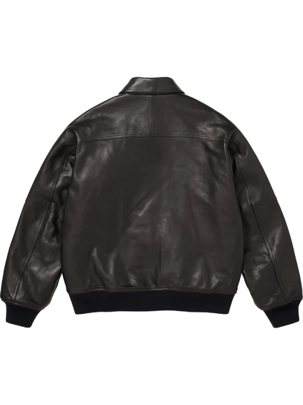 Supreme leather jacket black back view
