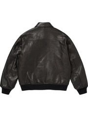 Supreme leather jacket black back view
