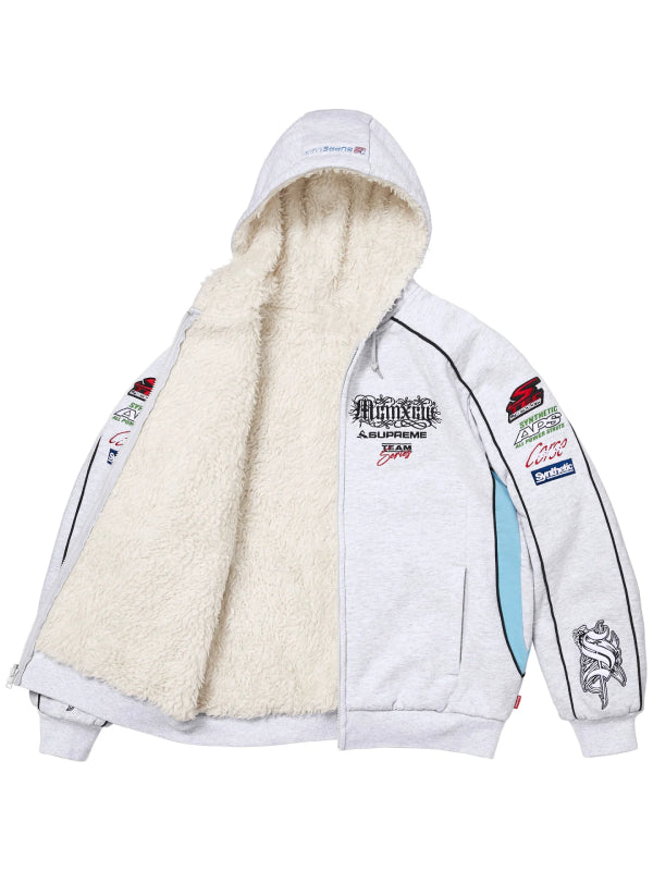 Supreme sherpa hoodie grey interior lining