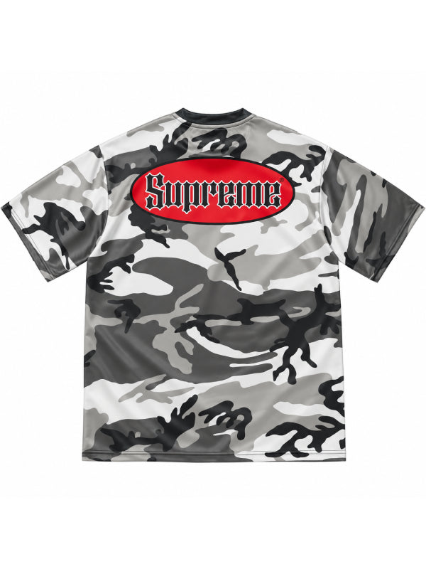 Supreme cracked logo camo tee snow camo back view