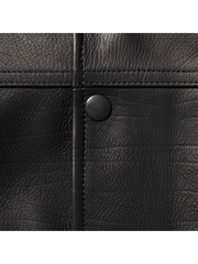 Supreme leather jacket black snap button close up