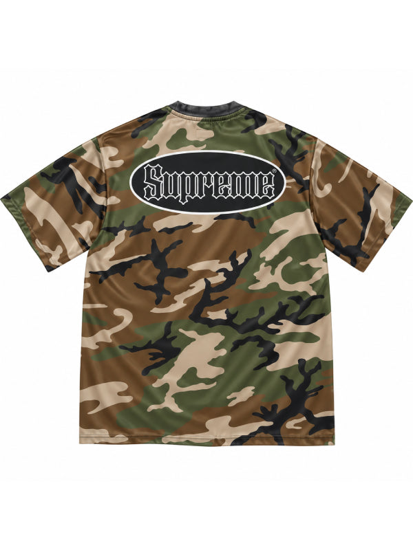 Supreme cracked logo camo tee woodland back view