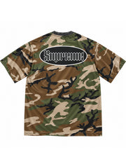 Supreme cracked logo camo tee woodland back view