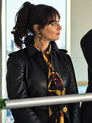 kaya scodelario belted leather jacket