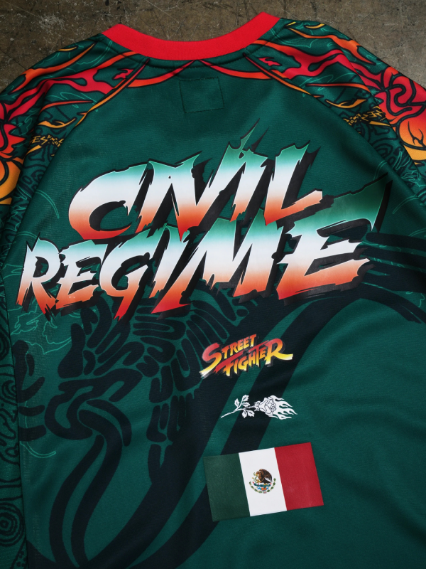 Civil Regime Street Fighter T. Hawk jersey back logo close up