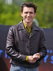 Tom Holland The Odyssey 2026 Brown Leather Jacket