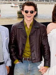Tom Holland The Odyssey 2026 Brown Leather Jacket