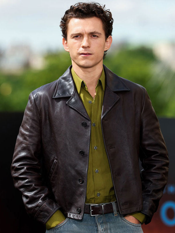 Tom Holland The Odyssey 2026 Brown Leather Jacket