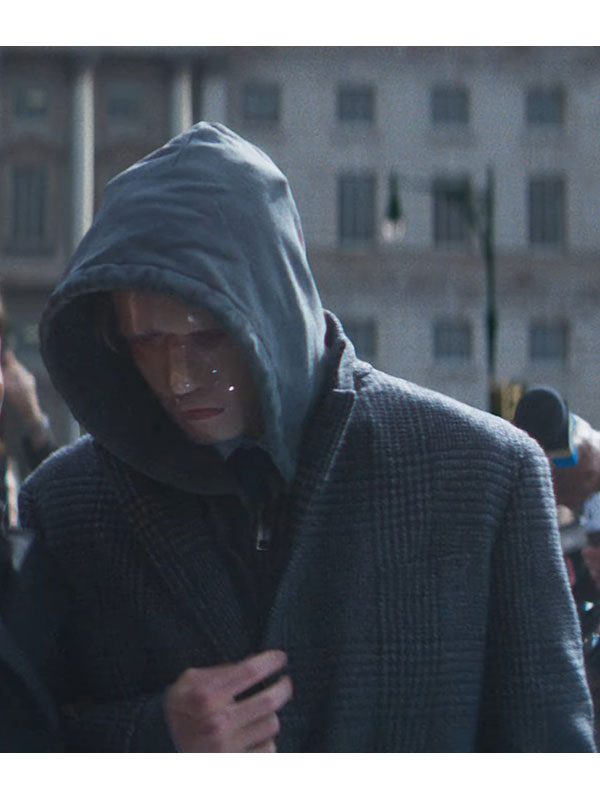 Tom Rhys Harries Grey Plaid Wool Coat