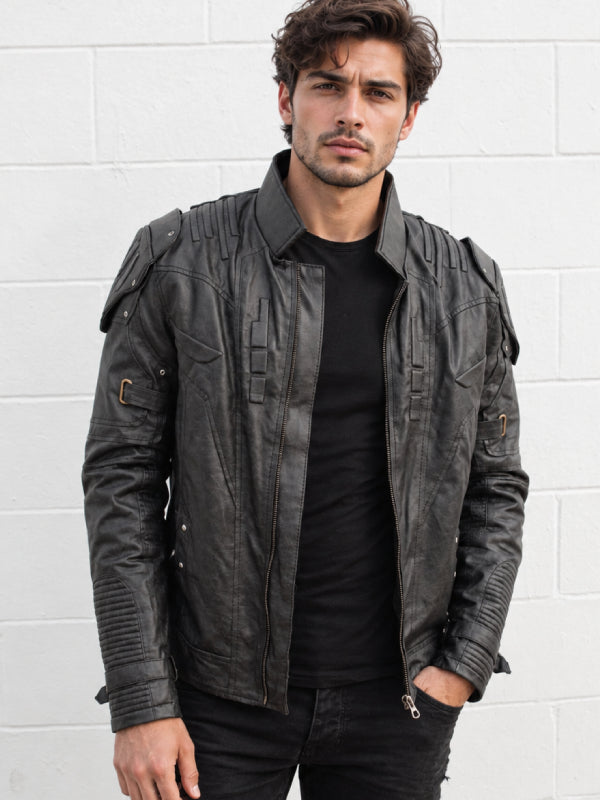 Decepticon Transformers distressed leather outerwear