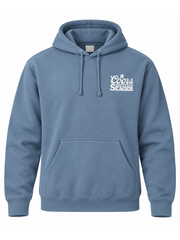 Seager Coors Banquet blue hoodie front flat lay