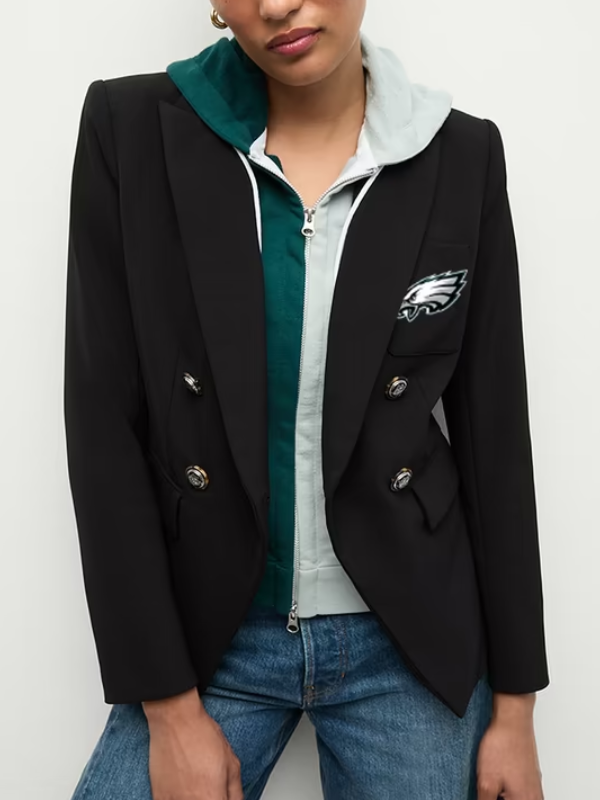Black Veronica Beard Eagles dickey jacket with hood