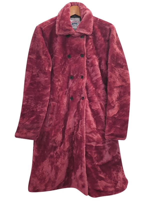 Raspberry Villanelle button fur coat