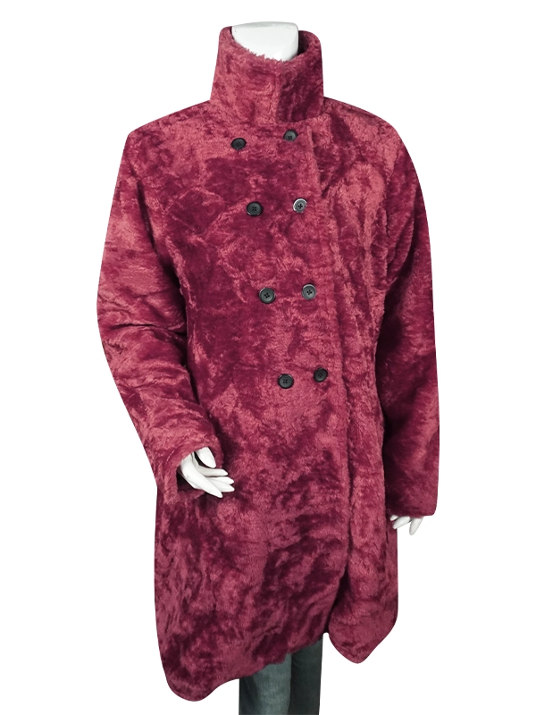 Villanelle Killing Eve burgundy faux fur jacket