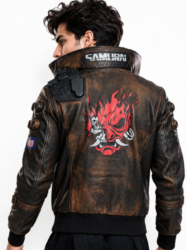 Stand collar leather jacket Valerie V