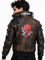 Stand collar leather jacket Valerie V