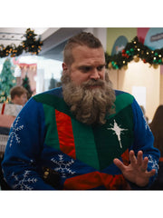 David Harbour Santa Claus Christmas sweater front view holiday market