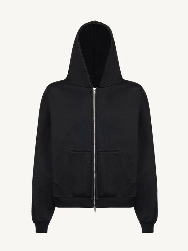 Ultra heavy fleece zip hoodie front view flat lay detail