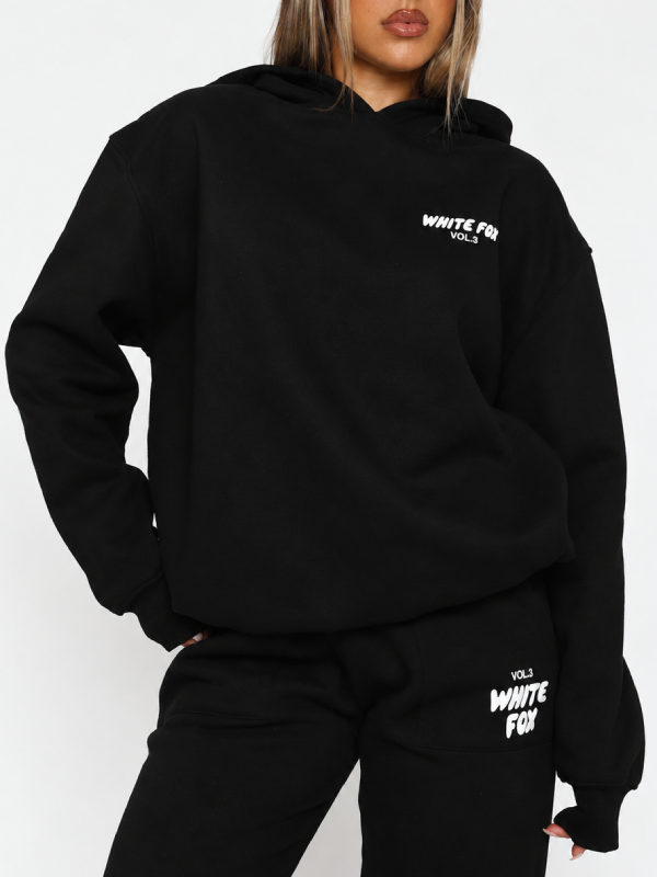 Vol 3 black oversized hoodie with chest logo