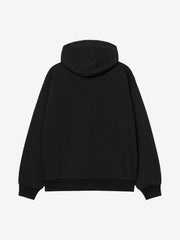 Back view, flat lay, plain Black hoodie with drawstring hood