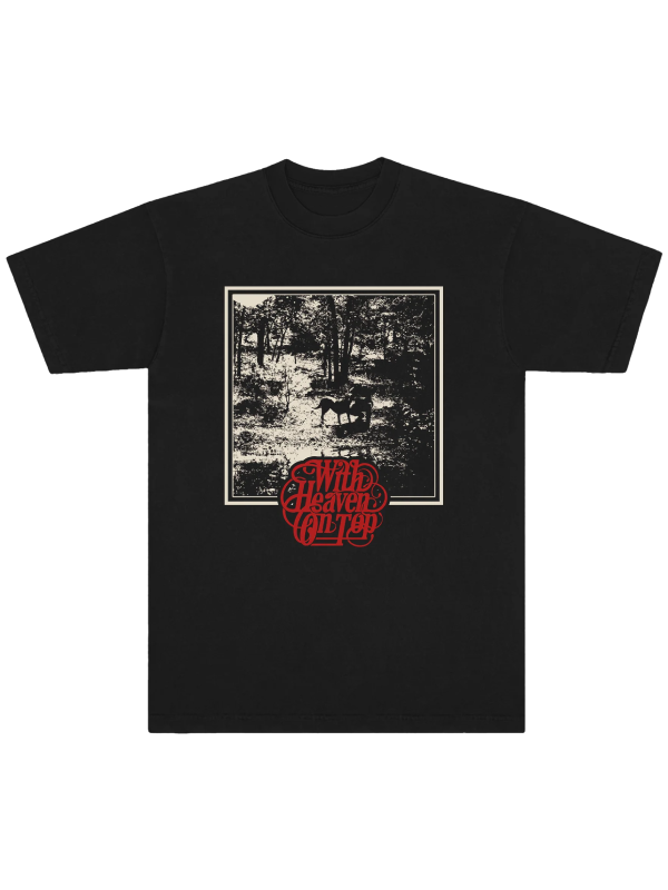 Black With Heaven On Top graphic T-shirt featuring vintage album artwork and red lettering on the front.