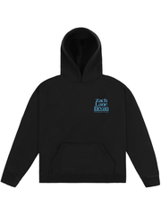 Black With Heaven On Top Tour hoodie featuring a small blue graphic on the chest and a front kangaroo pocket.