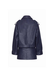 woman's oversized blue jacket