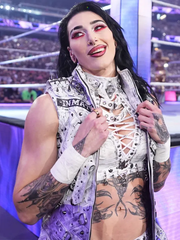 Rhea Ripley Gothic punk vest styled by Rhea Ripley during live arena performance