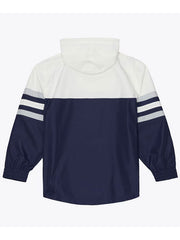 New York Yankees navy head coach anorak hoodie windbreaker front view flat lay