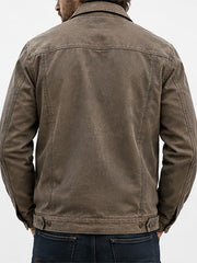 Yellowstone Marshals Kayce Dutton brown leather jacket back view product shot